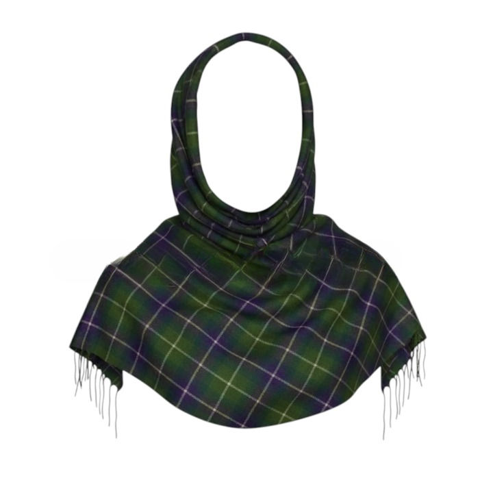 Navy Green Grid Check Scarf